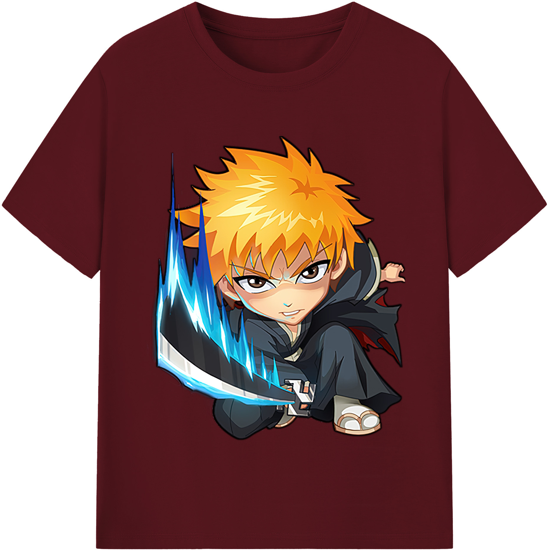 （画像用） ブリーチ 黒崎一護（くろさき いちご）BLEACH Kurosaki Ichigo 綿100％半袖Tシャツ（フロントプリント）